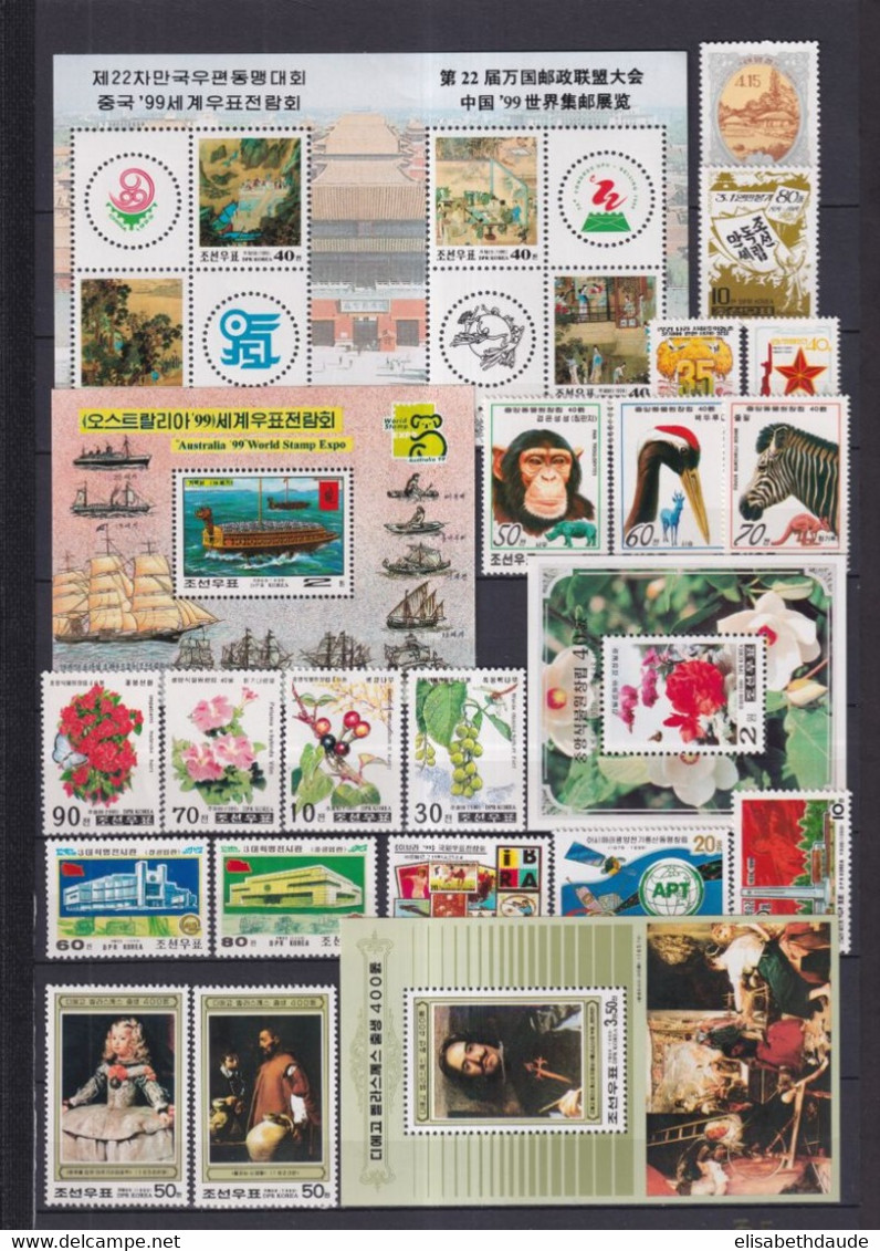 KOREA - 1999 - ANNEE INCOMPLETE ** MNH 3 PAGES - ANIMAUX/TRANSPORTS/FLEURS ETC....COTE YVERT = 87 EUR - Korea (Noord)