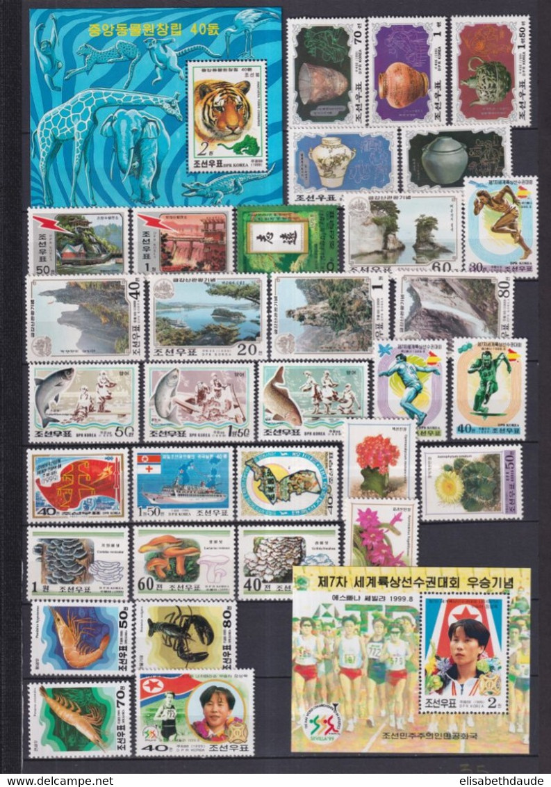 KOREA - 1999 - ANNEE INCOMPLETE ** MNH 3 PAGES - ANIMAUX/TRANSPORTS/FLEURS ETC....COTE YVERT = 87 EUR - Korea (Noord)