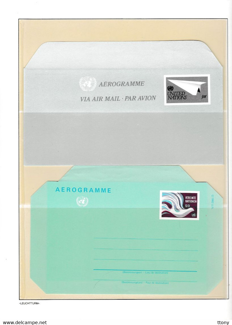 lot timbres Nations Unies  sur  38 documents   entier postal -aérogramme  air mail  postkarte  ect