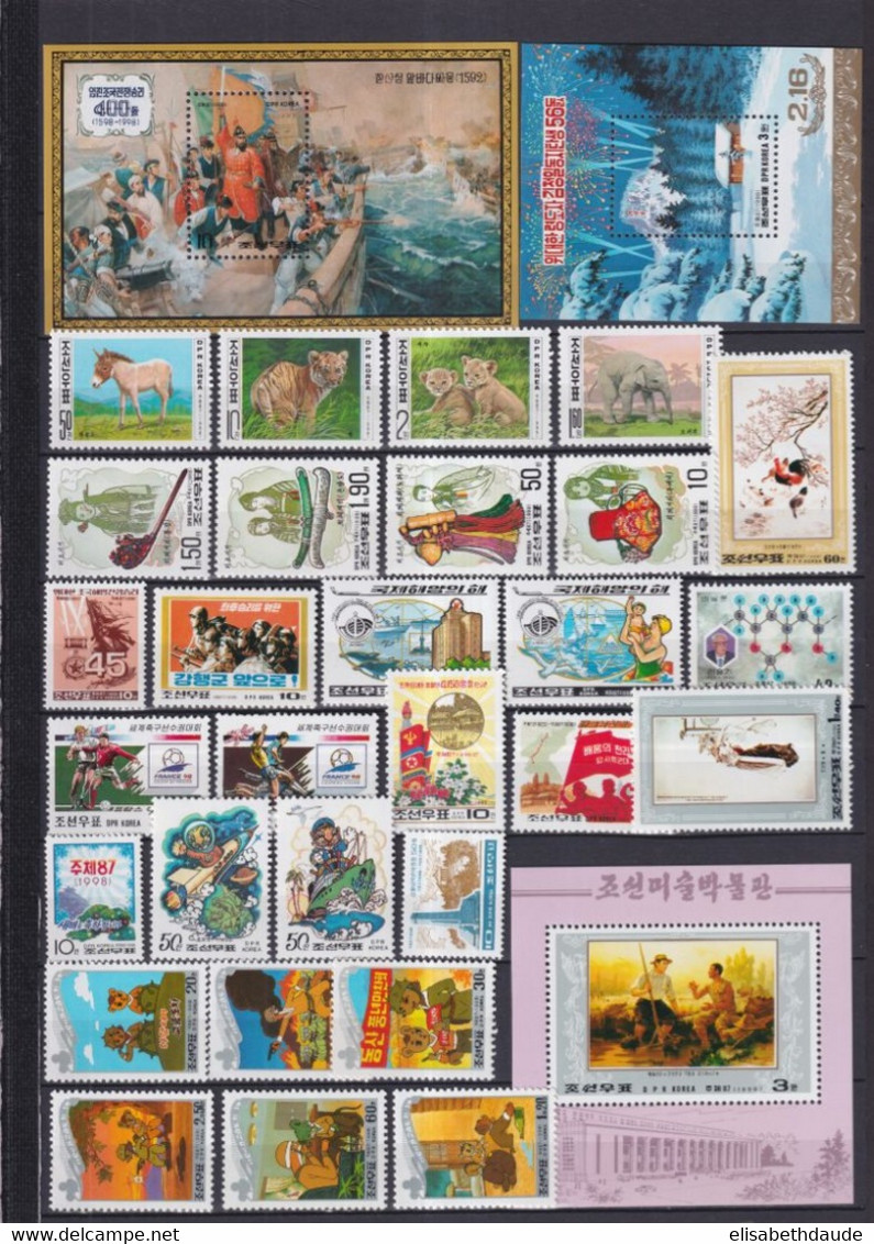 KOREA - 1998 - ANNEE INCOMPLETE ** MNH 4 PAGES - ANIMAUX/TRANSPORTS/FLEURS ETC....COTE YVERT = 160 EUR - Korea (Noord)