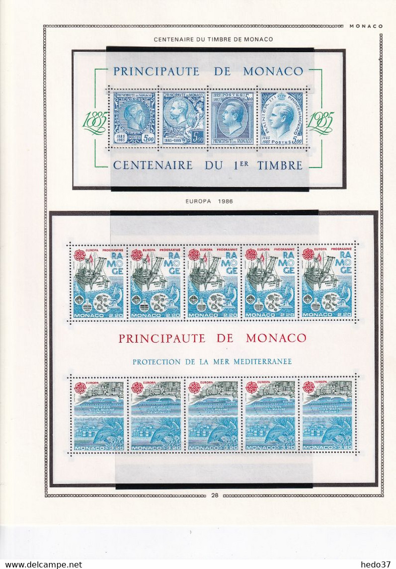 Monaco - Collection BF n°7/58A sur feuilles MOC - Neufs ** sans charnière - TB