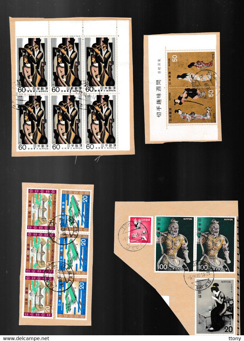 timbres Japon oblitérés sur enveloppes  et fragments  des années 80