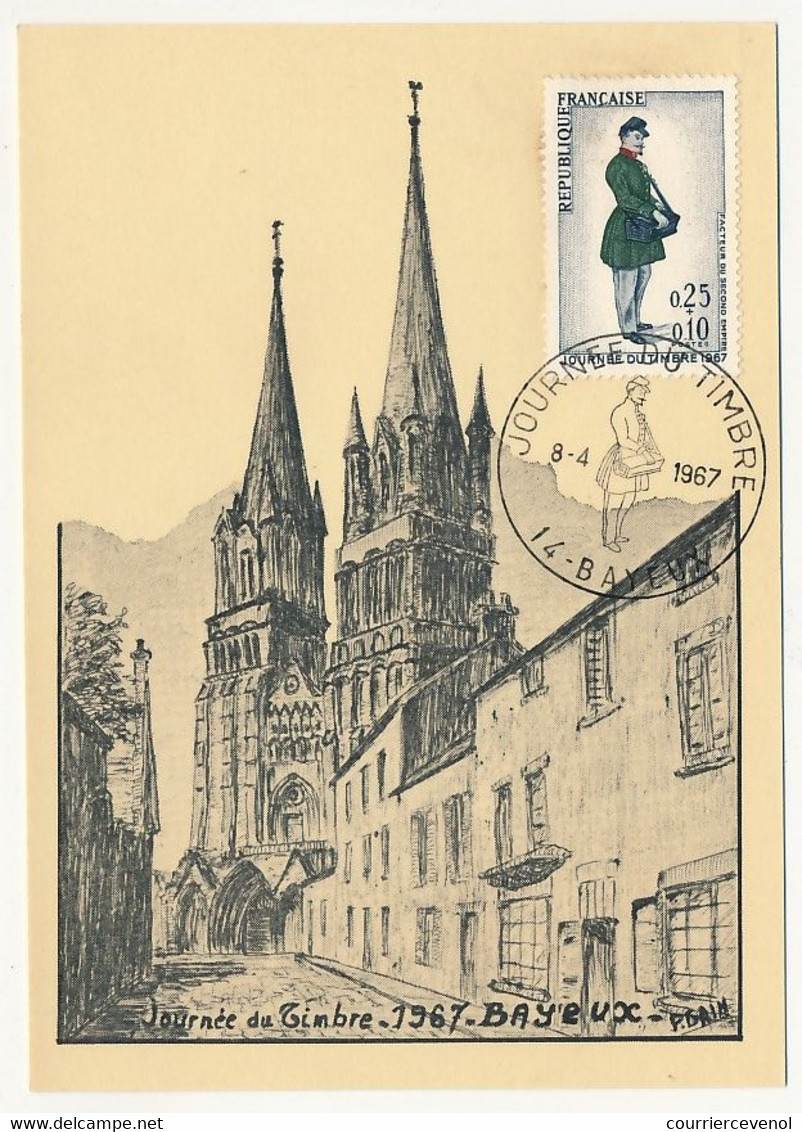 FRANCE => Carte Locale "Journée Du Timbre" 1967 - Timbre 0,25F + 0.10F Facteur Du Second Empire - BAYEUX 1967 - Stamp's Day