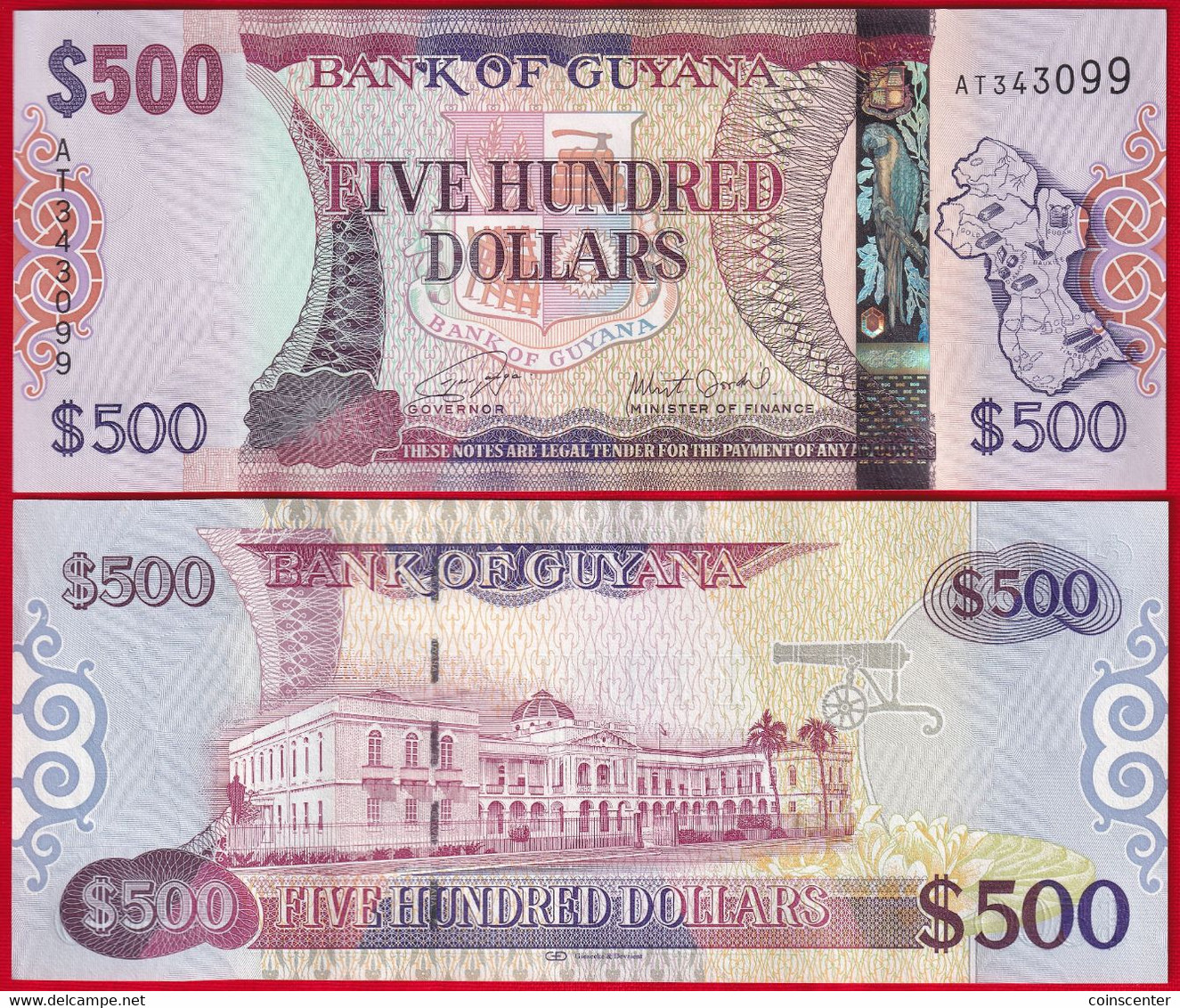 Guyana 500 Dollars 2019 P-37.2 UNC - Guyana