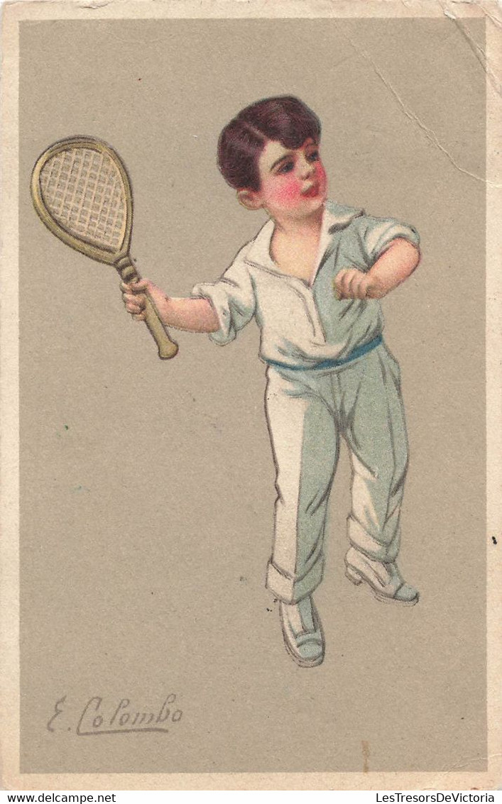 CPA Sport - Tennis - Illustrateur Colombo - Jeune Garçon Avec Une Raquette - Tenis