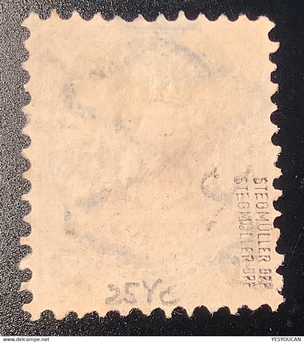 Bayern Mi 25 Yc SELTENE FARBE Gepr Stegmüller BPP 1870 7 Kr Dunkelblau WZ Weite Rauten Gestempelt ANSBACH - Used