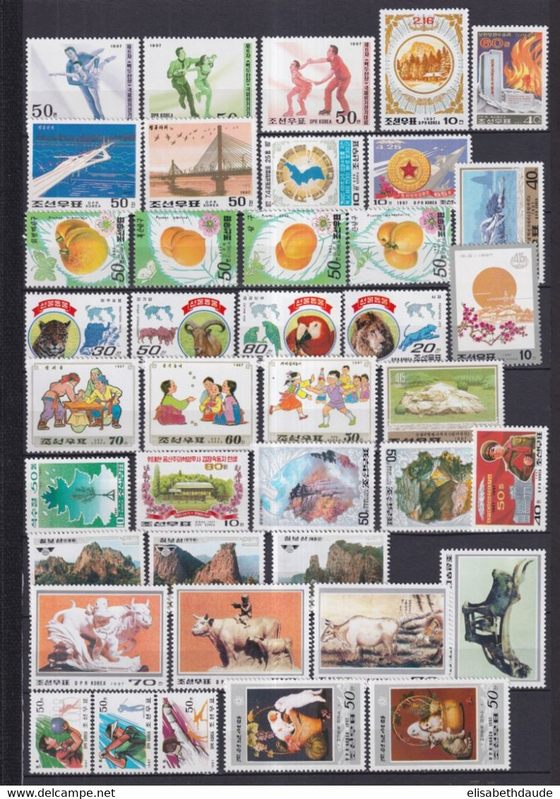 KOREA - 1997 - ANNEE INCOMPLETE ** MNH 4 PAGES - ANIMAUX/TRANSPORTS/FLEURS ETC....COTE YVERT = 101 EUR - Korea (Noord)