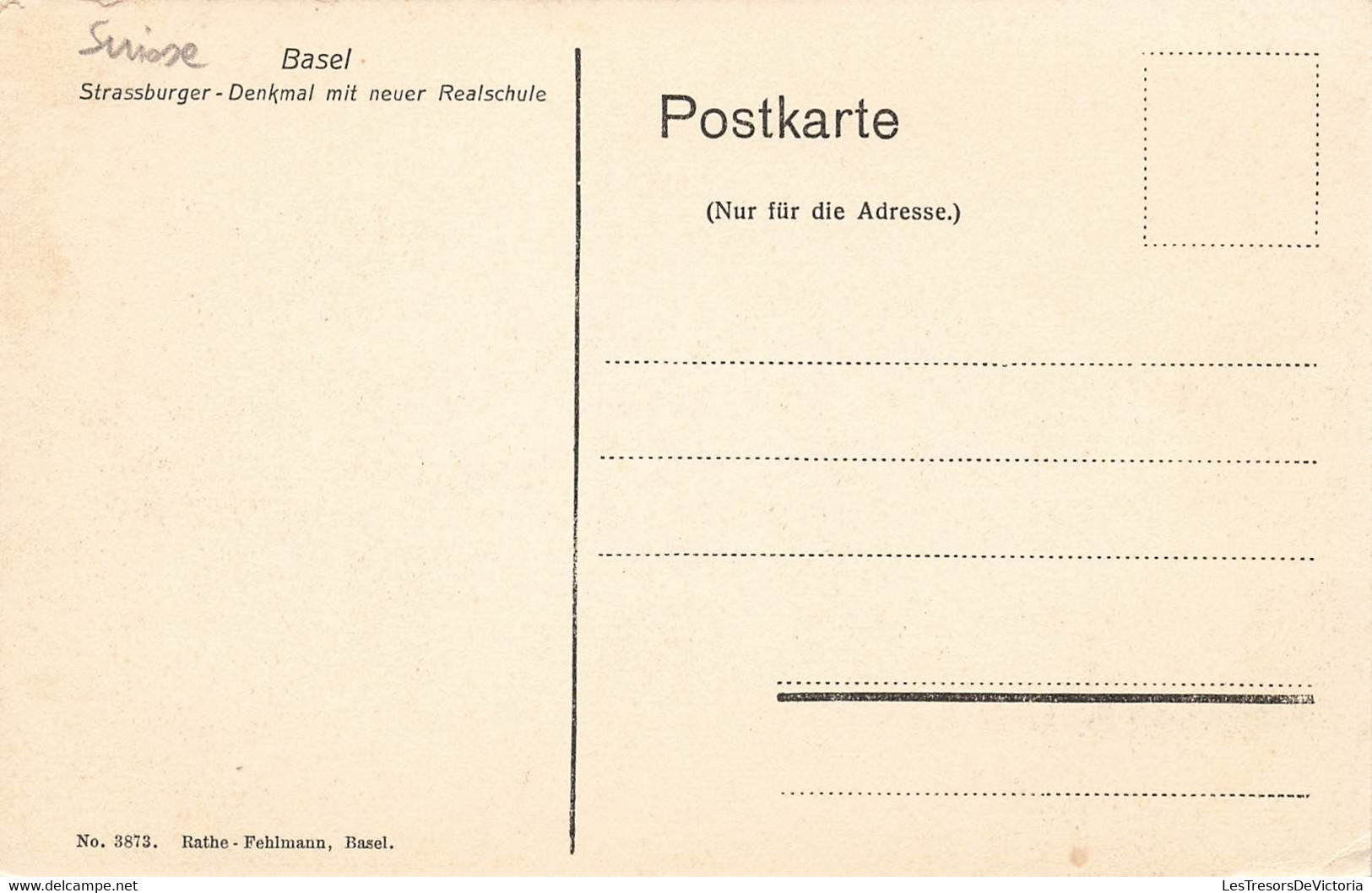 CPA Suisse - Basel - Strassburger - Denkmal Mit Neuer Realschule - Bâle