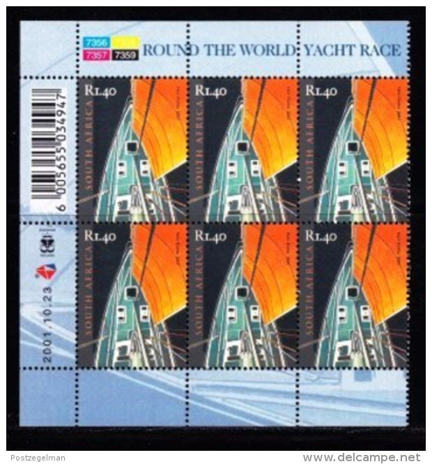 RSA, 2001, MNH Stamps In Control Blocks, MI 1452, Yacht Race ,  X685 - Unused Stamps