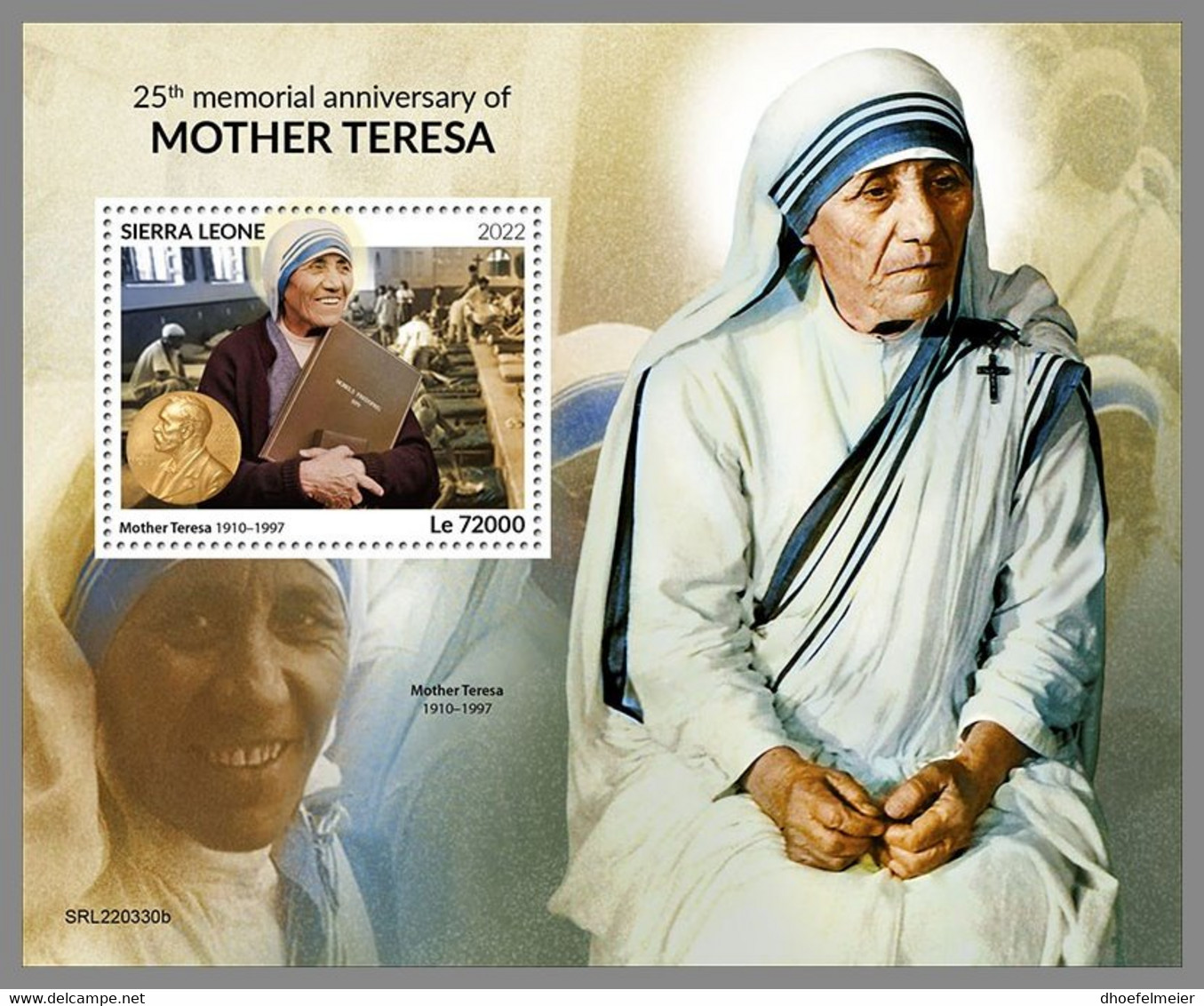 SIERRA LEONE 2022 MNH Mother Teresa Mutter Teresa Mere Teresa S/S - IMPERFORATED - DHQ2238 - Madre Teresa