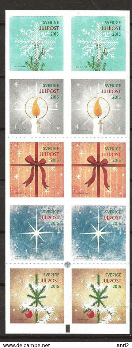 Sweden 2015 Christmas,  Decorations, Mi 3073 - 3077  In Booklet, MNH(**) - Unused Stamps