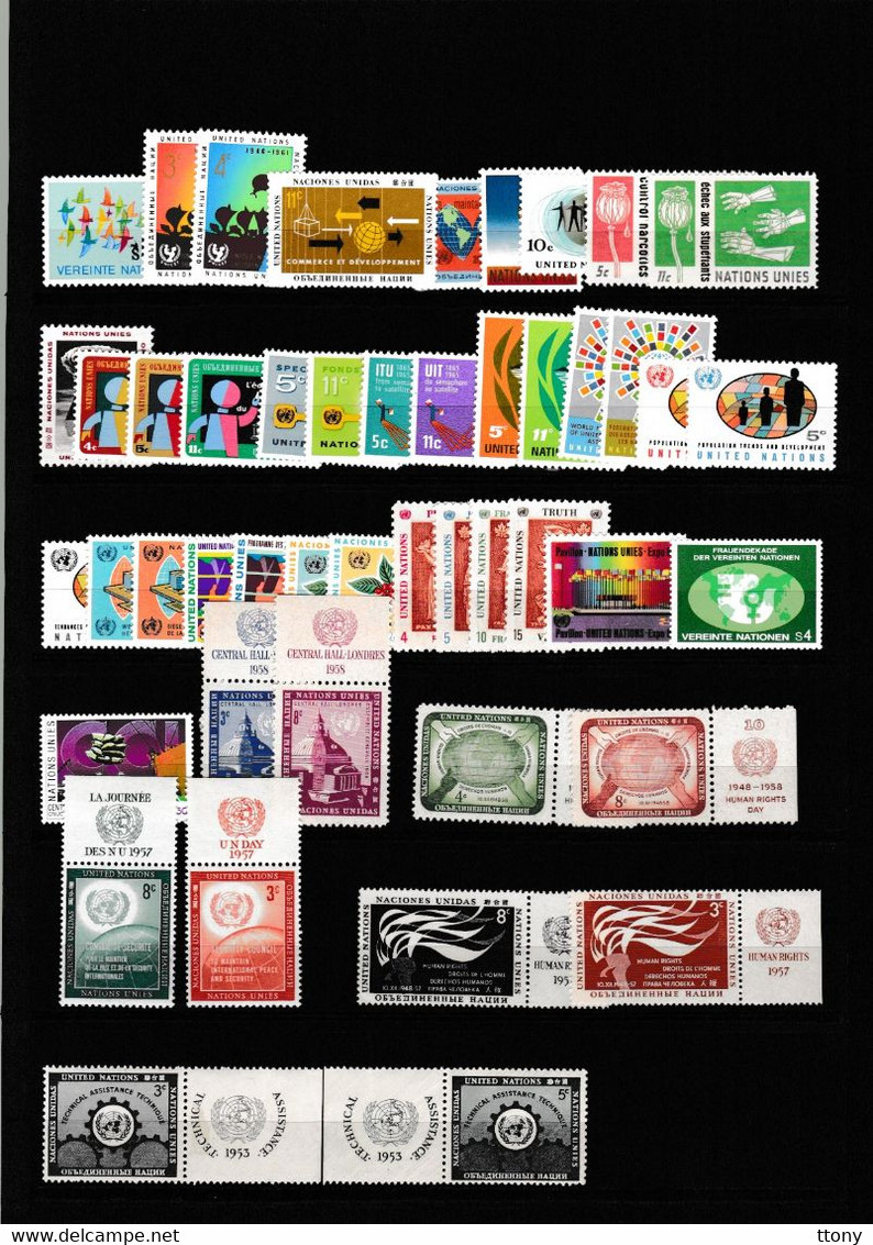 Lot Timbres Nations Unies   Timbres Neufs  Différentes Années Et Thèmes - Colecciones & Series