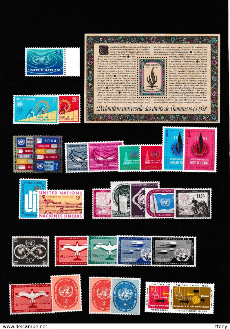 Lot Timbres Nations Unies   Timbres Neufs  Différentes Années Et Thèmes - Colecciones & Series