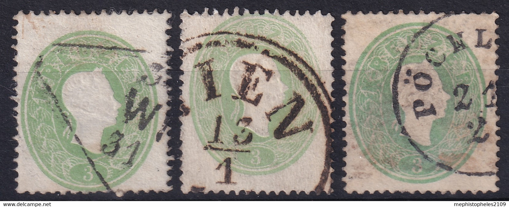 AUSTRIA 1860/61 - Canceled - ANK 19a, 19b, 19c - Gebraucht