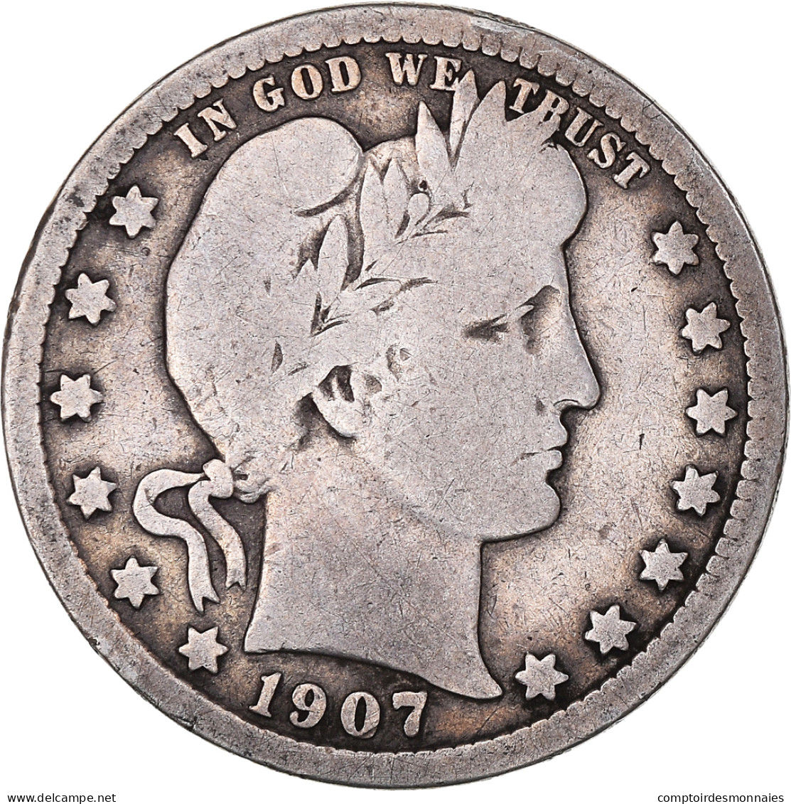 Monnaie, États-Unis, Barber Quarter, Quarter, 1907, U.S. Mint, Philadelphie - 1892-1916: Barber