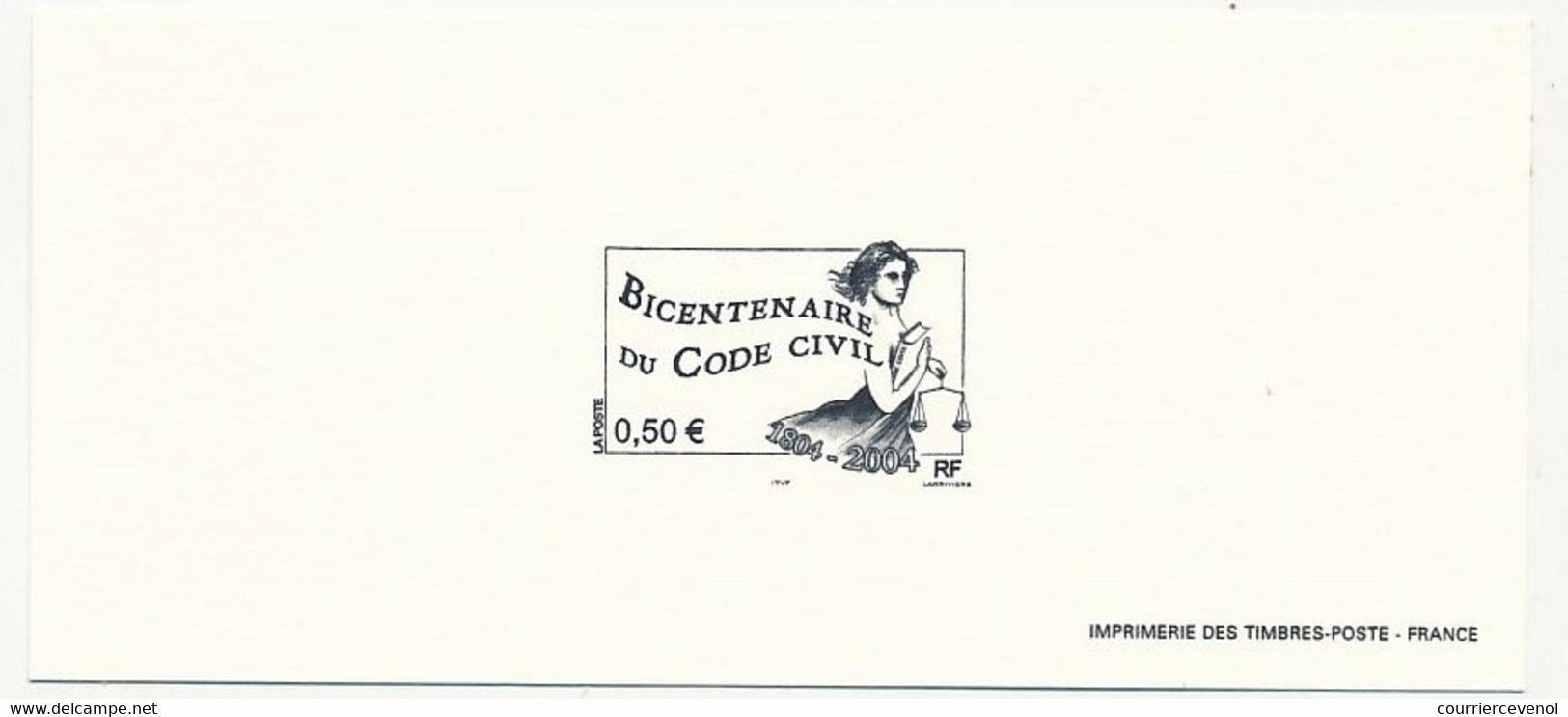 FRANCE - Gravure Du Timbre 0,50E Bicentenaire Du Code Civil - Luxeproeven