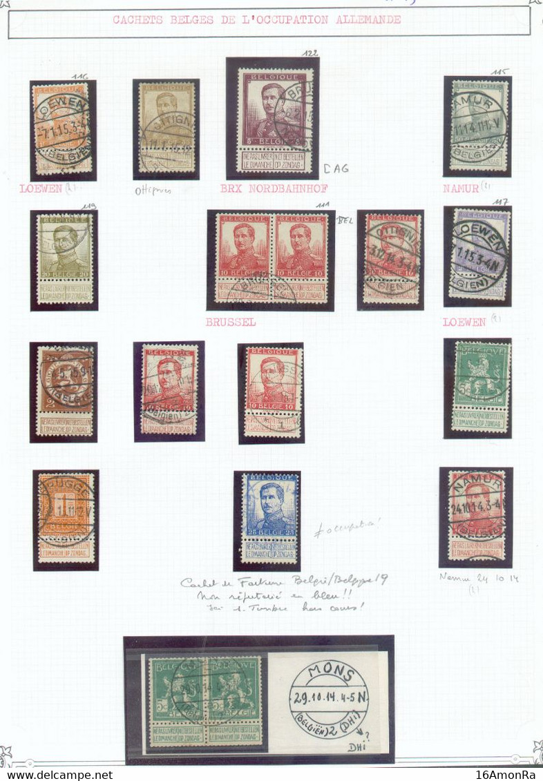 Lot De 17 Timbres De L'émission  PELLENS Avec Oblitérations Belges De L'occupation Allemande Dont Le 5 Franc BRUSSEL (NO - 1912 Pellens