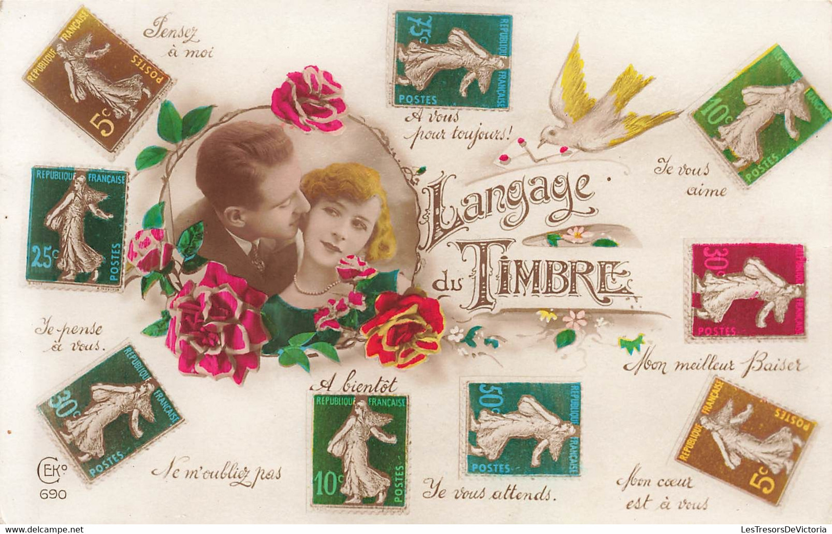 CPA Langage Du Timbre - Carte Fantaisie - Stamps (pictures)