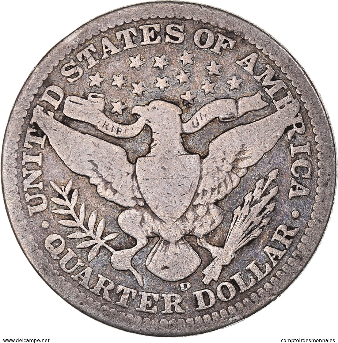 Monnaie, États-Unis, Barber Quarter, Quarter, 1907, U.S. Mint, Denver, TB - 1892-1916: Barber