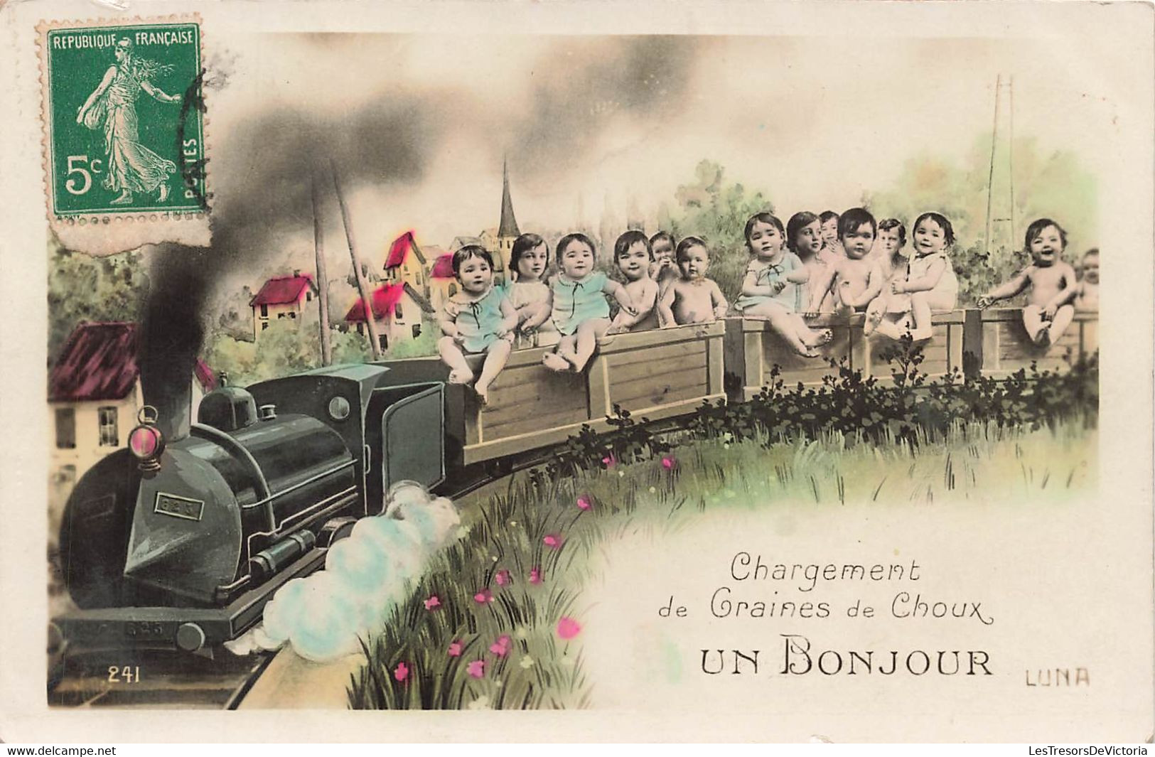 CPA Fantaisie - Bébés - Chargement De Graines De Choux - Enfant Dans Les Wagons D'un Petit Train - Neonati