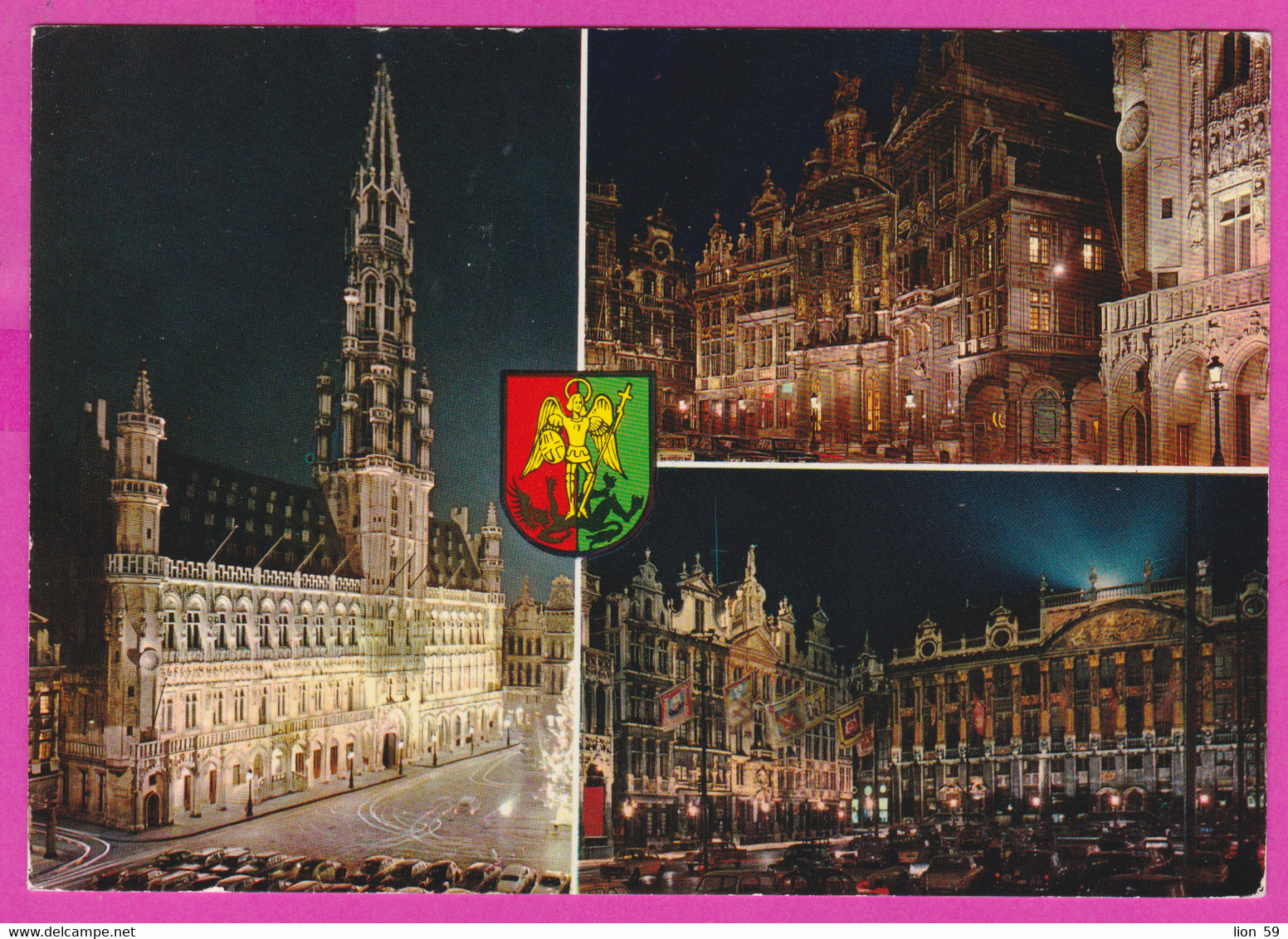 280820 / Belgium - Bruxelles Brussel Brussels - Night Town Hall Grand-Place Clock At Facade Three Views PC Belgique - Bruselas La Noche