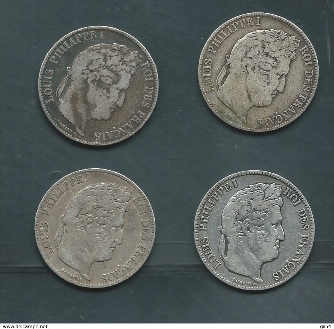 Lot 4 Pieces 5 Francs  Louis Philippe 1er  , 1840 B , 1837 K , 1835 A, 1833 W  -  Pic 79 - 5 Francs