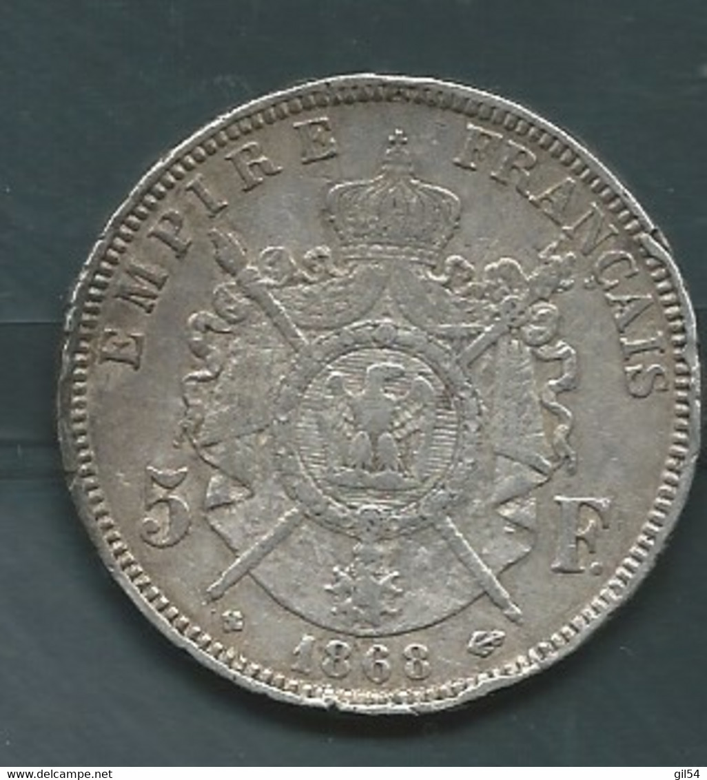 5 Fr Napoléon III 1868 BB    Silver, Argent-  Pic 83 08 - 5 Francs