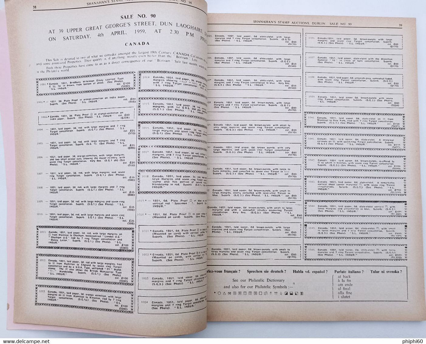 Shanahan's Stamb Auctions Ltd  -  A TRIPLE SALE - SATURDAY 4 Th APRIL 1959 GENERAL -  CANADA - Otros & Sin Clasificación