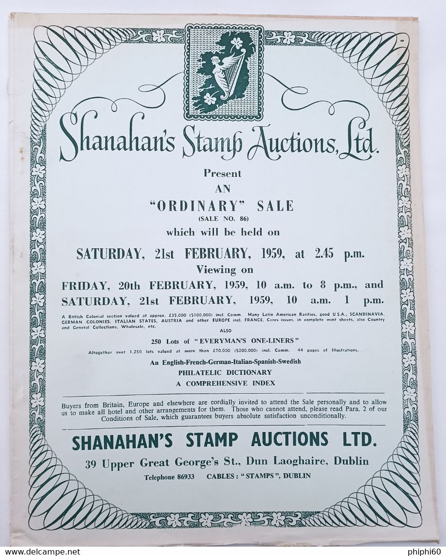 Shanahan's Stamb Auctions Ltb - AN ORDINARY SALE - 1959 - Altri & Non Classificati