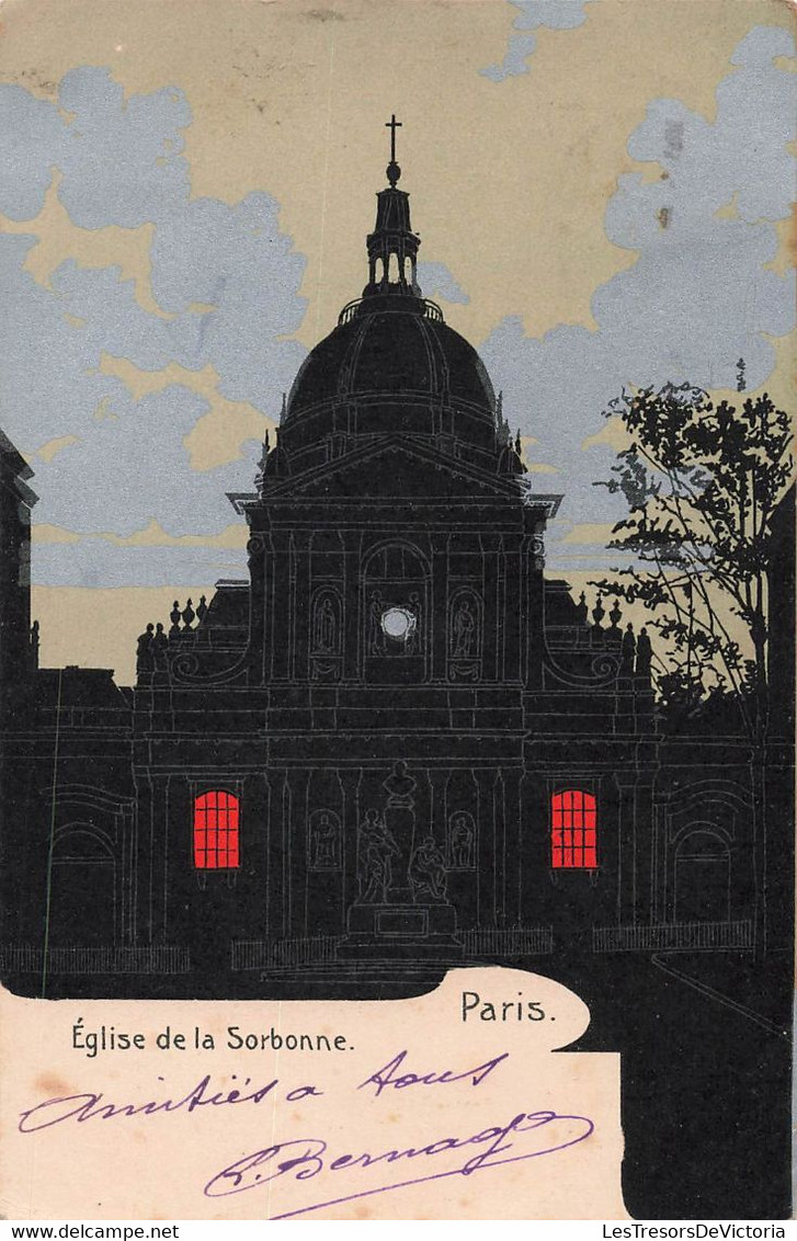 Lot De 2 CPA Silhouette  - Paris  - Eglise De La Sorbonne Et La Madeleine - Silhouetkaarten