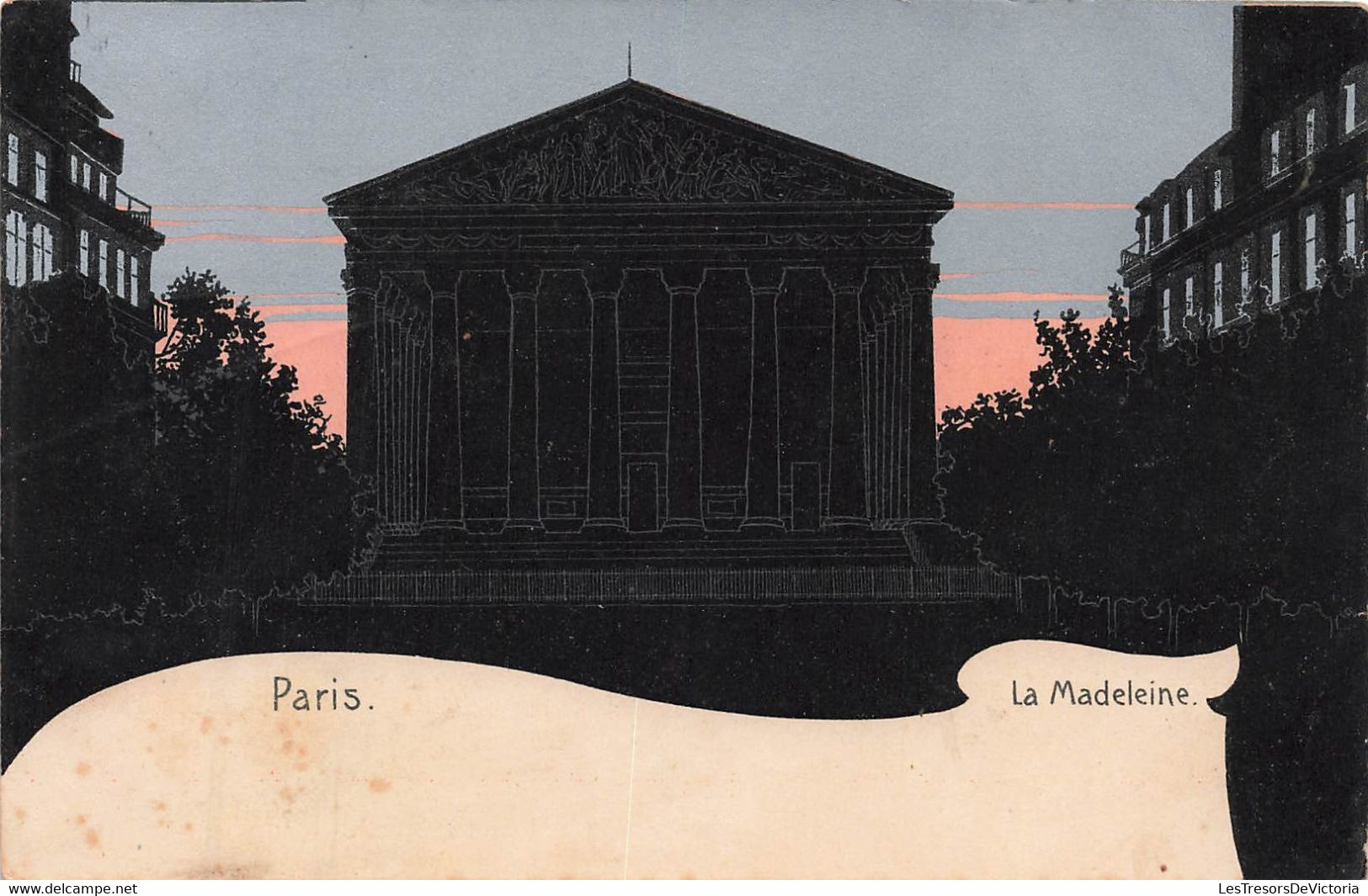 Lot De 2 CPA Silhouette  - Paris  - Eglise De La Sorbonne Et La Madeleine - Silhouette - Scissor-type