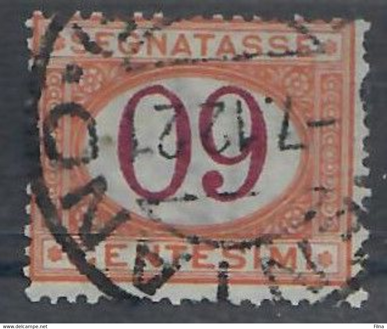 ITALIA REGNO 1890/94 - SEGNATASSE 60 C. ARANCIO CARMINIO- VARIETA'  SOPRASTAMPA CAPOVOLTA -  USATO - Segnatasse