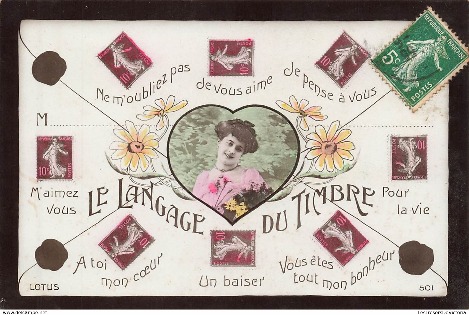 CPA Le Langage Du Timbre - Carte Fantaisie - Stamps (pictures)