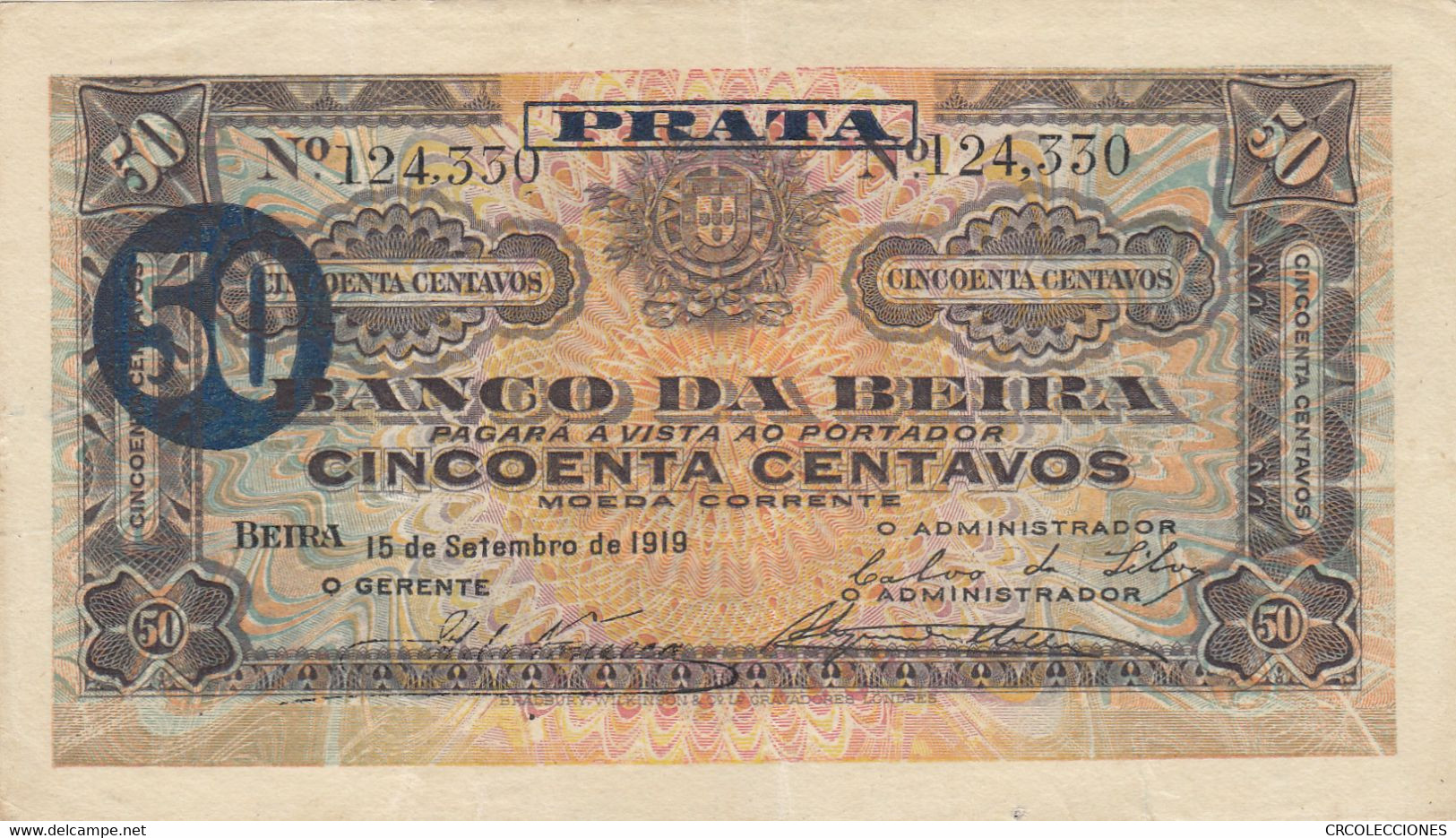 CRBX146 BILLETE MOZAMBIQUE 50 CENTAVOS 1919 EBC+ - Mozambique