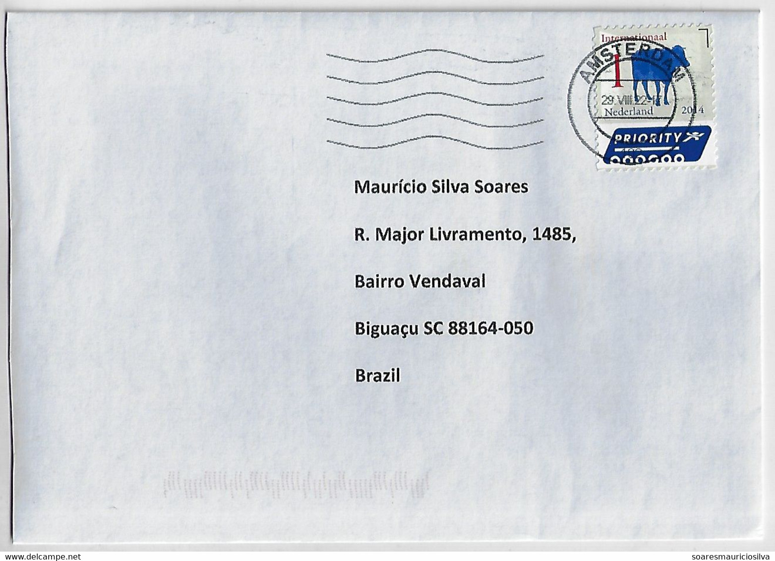 Netherlands 2002 Cover From Amsterdam To Biguçu Brazil Stamp For Priority International Postage Electronic Sorting Marks - Covers & Documents