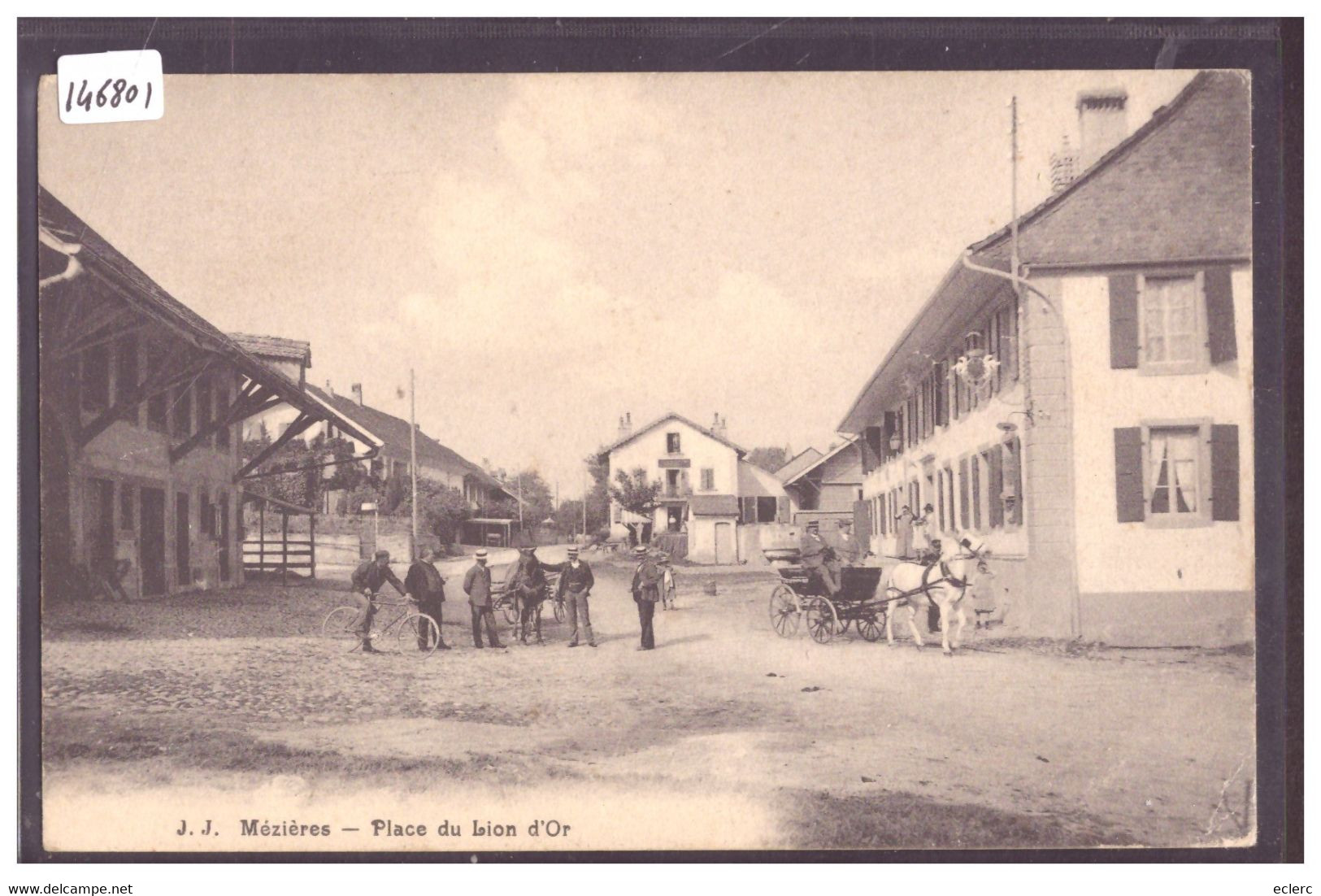 DISTRICT D'ORON - MEZIERES - PLACE DU LION D'OR - ATTELAGE - TB - Jorat-Mézières