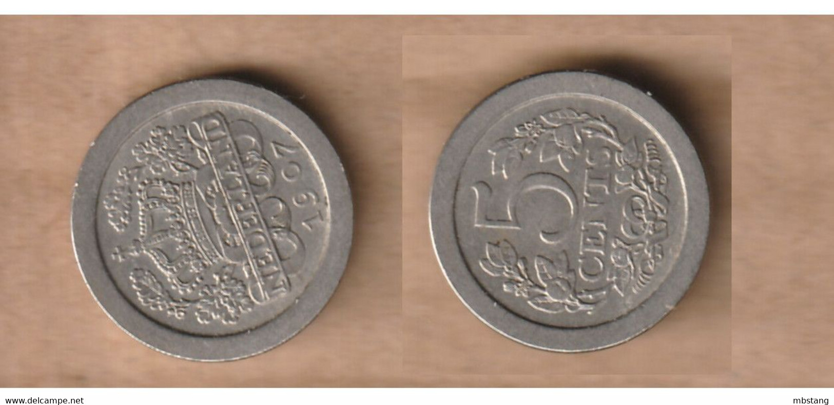 HOLANDA 5 Cents - Wilhelmina 1907  Copper-nickel • 4.5 G • ⌀ 18 Mm KM# 137 - 5 Centavos