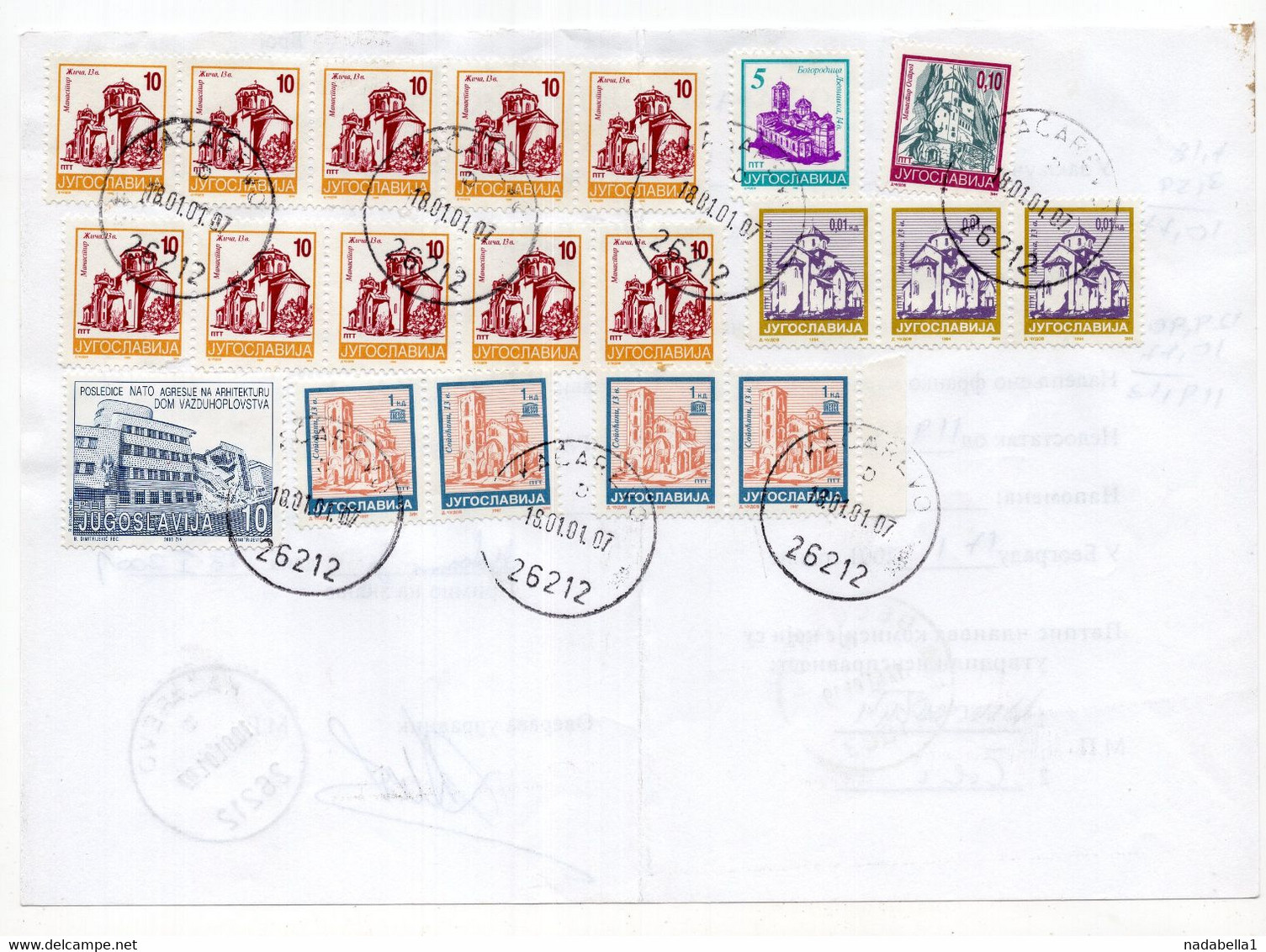 2001. YUGOSLAVIA,SERBIA,KACAREVO,NOTE OF MISSING FRANKING,119.13 DIN FRANKING AT THE BACK - Briefe U. Dokumente