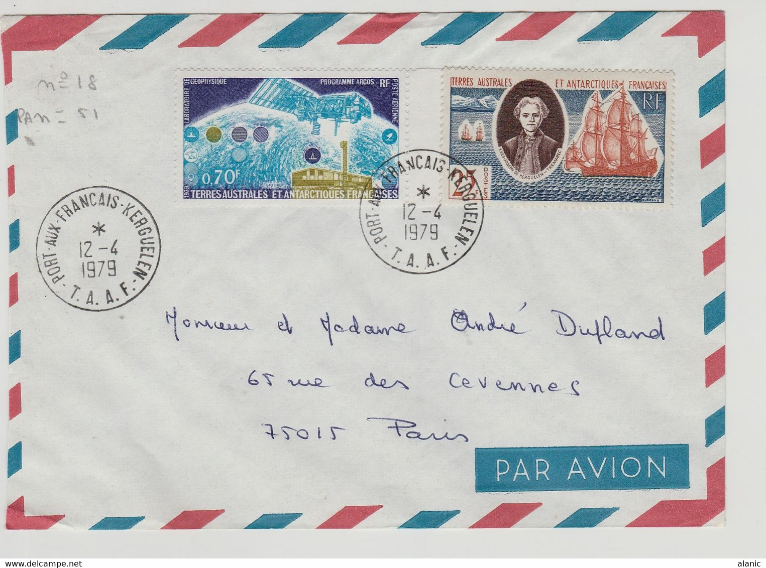 TAAF)LETTRE N°18 & PA N°51//Fort Aux Français -KERGUELEN Pour Marseille 12/4/1979 - Brieven En Documenten