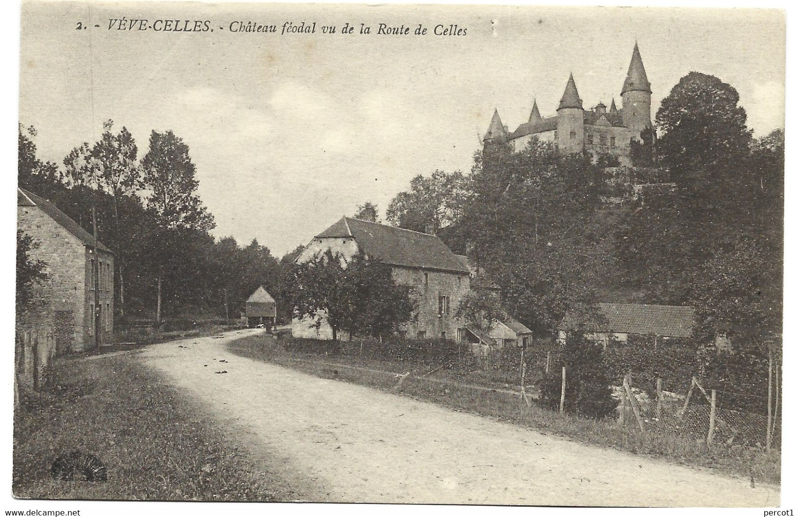 JM29.09 / CPA /  HOUYET / LE CHATEAU DE VEVE VU DE LA ROUTE DE CELLES - Houyet