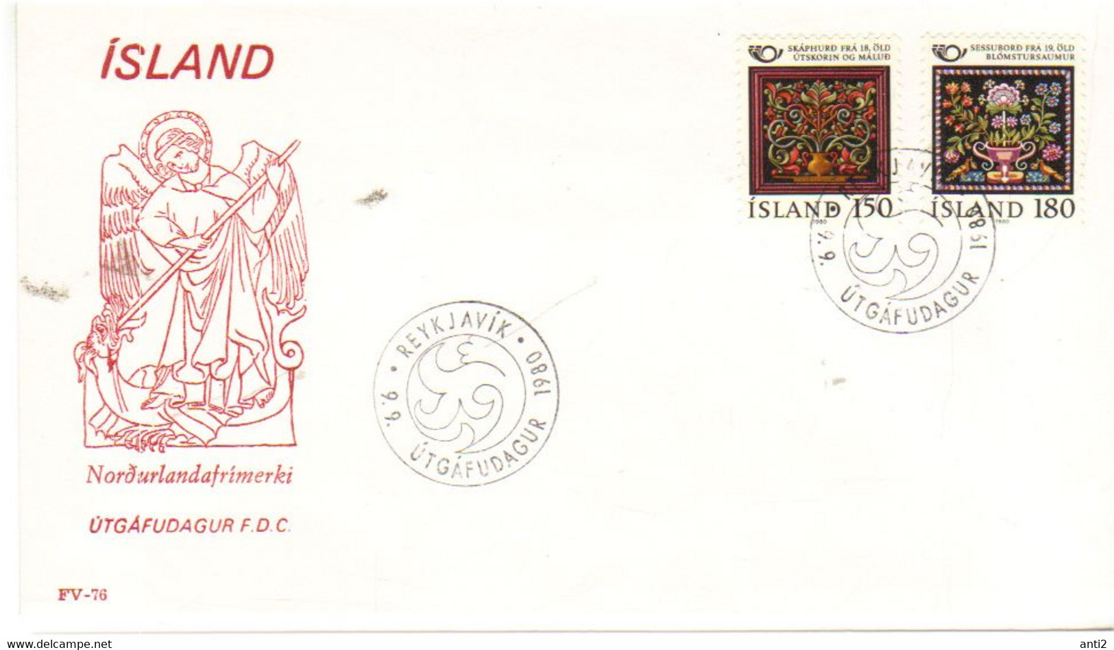 Iceland Island 1980 Norden: Craftsmanship, Cabinet Door - Cushion Plate, Mi 556-557 FDC - Storia Postale