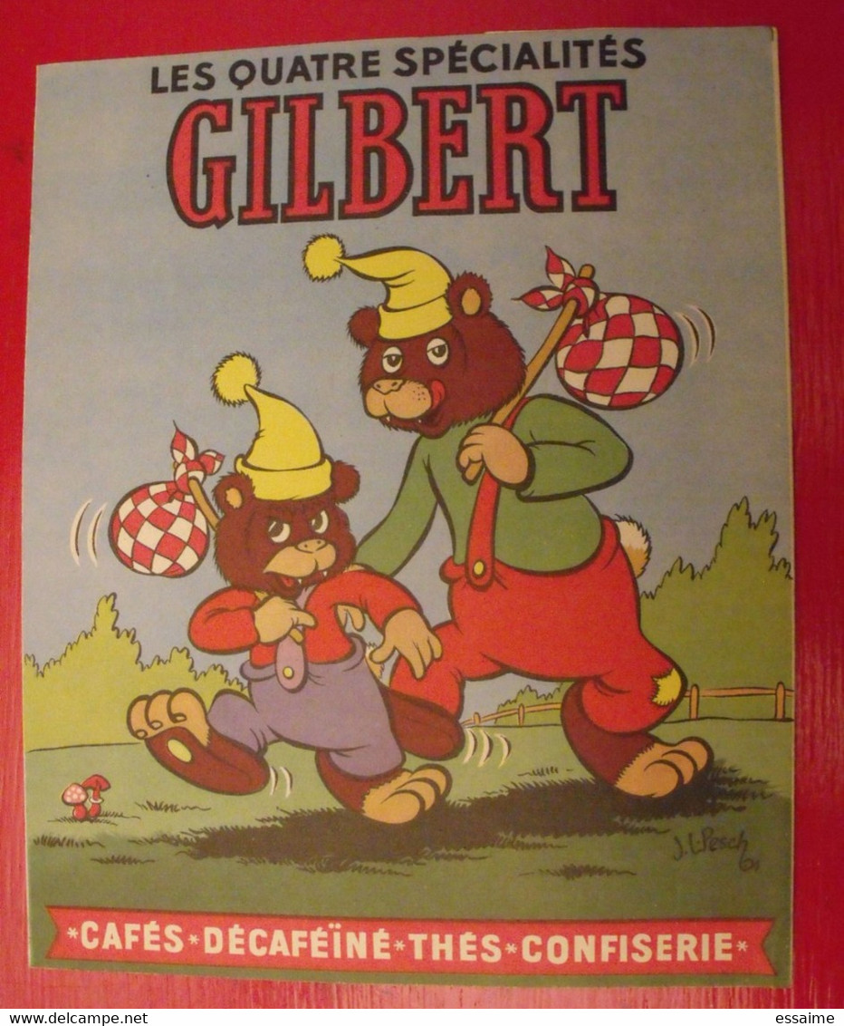 Protège Cahier Gilbert Cafés Thés Confiserie. Vers 1950. Illustré Gilbert Et Bertrand Par Pesch - Copertine Di Libri