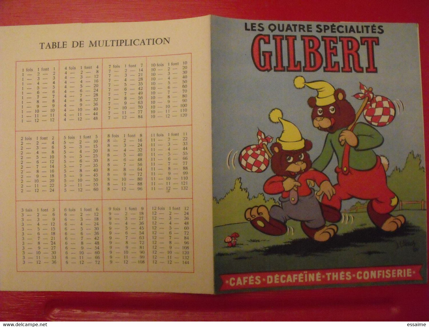 Protège Cahier Gilbert Cafés Thés Confiserie. Vers 1950. Illustré Gilbert Et Bertrand Par Pesch - Protège-cahiers