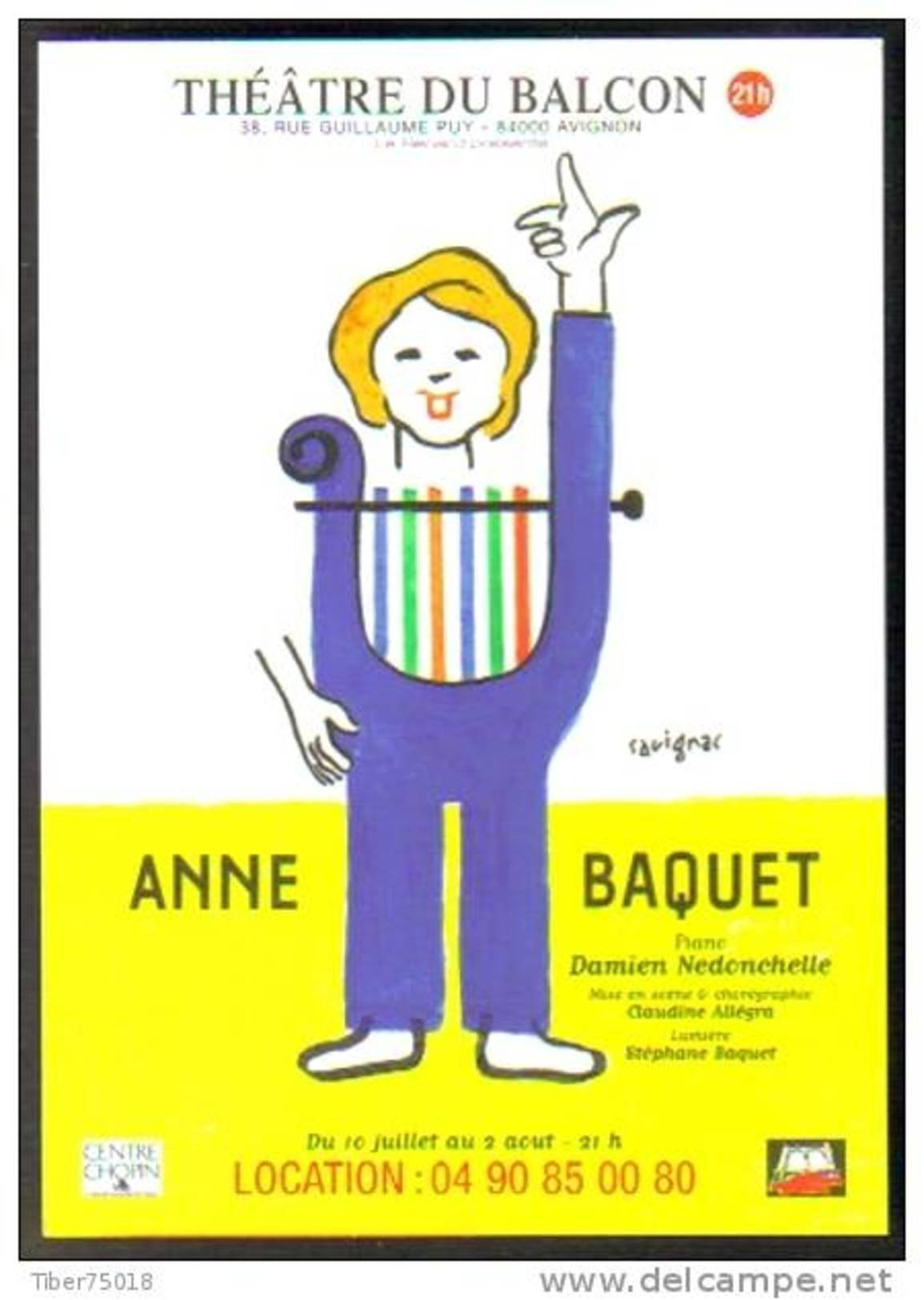 Carte Postale : Anne Baquet - Théâtre Du Balcon - Avignon - Illustration Savignac - Savignac