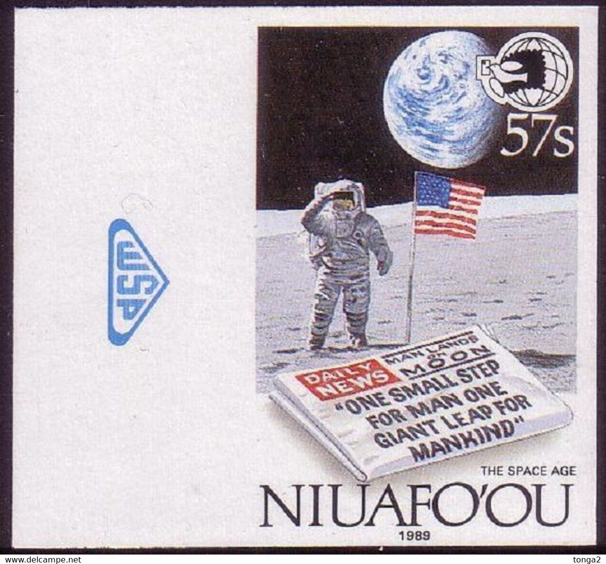 Tonga Niuafo'ou 1989 Apollo - First Man On Moon - Imperf Plate Proof - Océanie