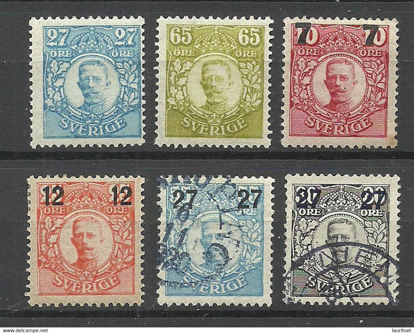 Schweden SWEDEN 1911 & 1918 Michel 76 & 81 & 109-110 & 112 & 114 */o King Gustaf V - Autres & Non Classés