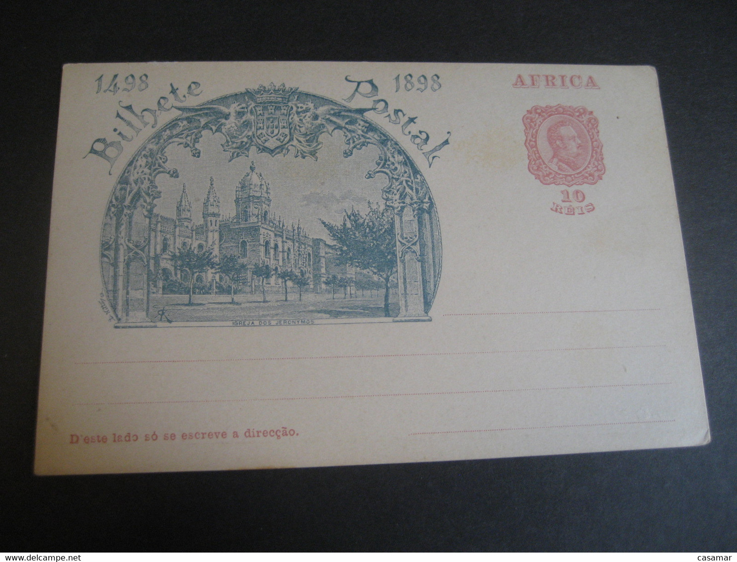 AFRICA 10 Reis 1498 1898 Bilhete Postal Stationery Card PORTUGAL Colonies - Afrique Portugaise