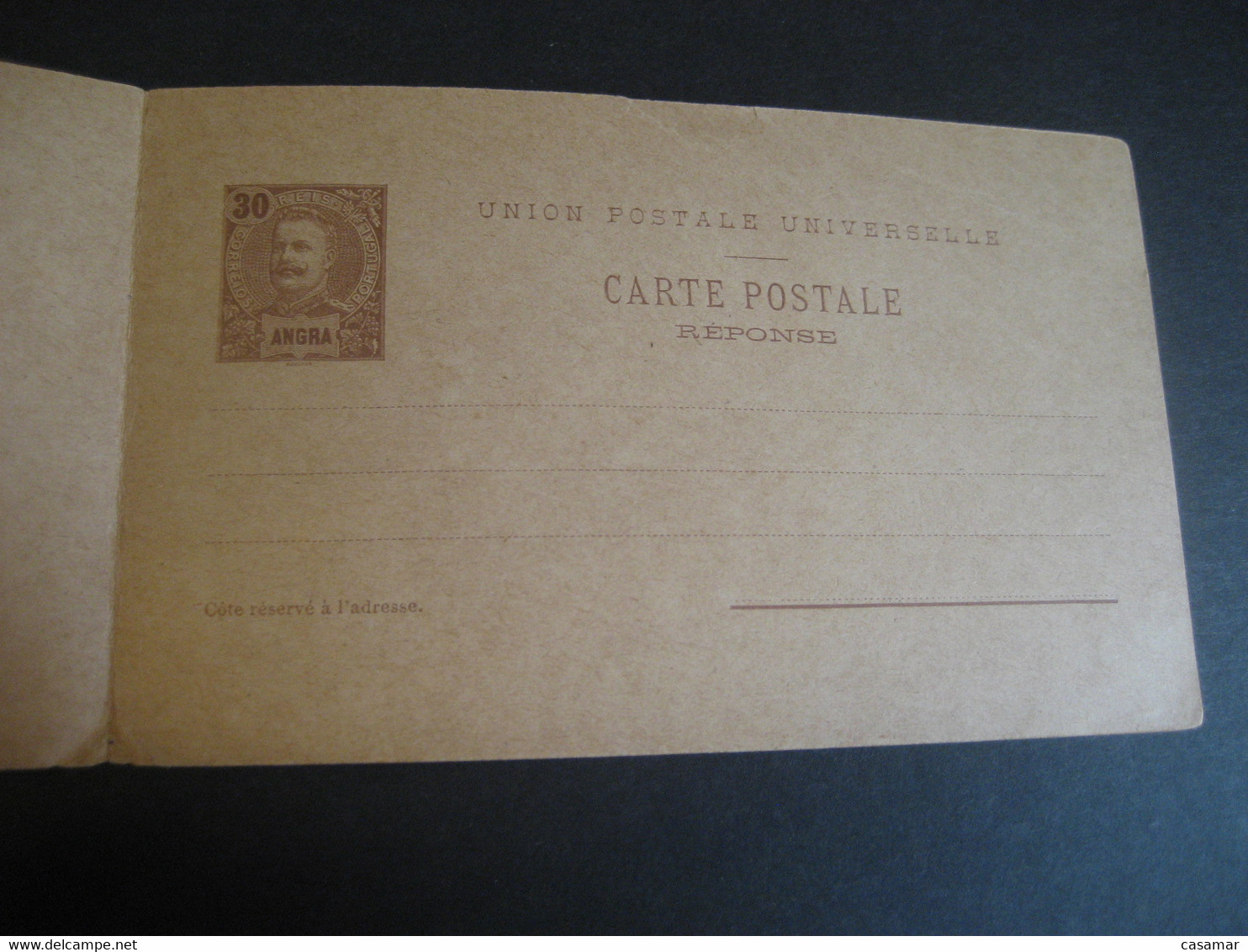 ANGRA 30+30 Reis Double Carte Postal Stationery Card Terceira Azores PORTUGAL Colonies Slight Damaged - Angra
