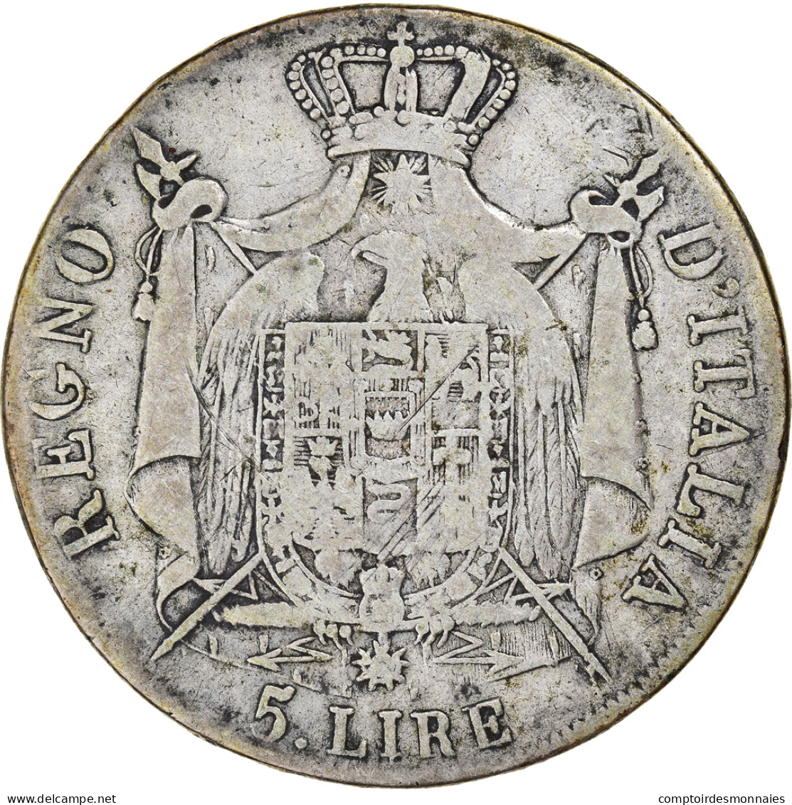 Monnaie, États Italiens, KINGDOM OF NAPOLEON, Napoleon I, 5 Lire, 1808, Milan - Napoleoniche