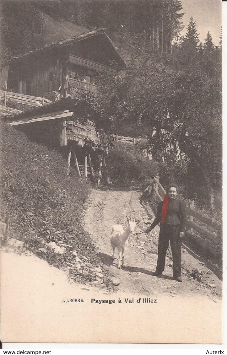 Suisse - Champéry - Paysage à Val D'Illiez Jj3088a Jullien Foulard Rouge  Chevres Ziegen Goat - Champéry